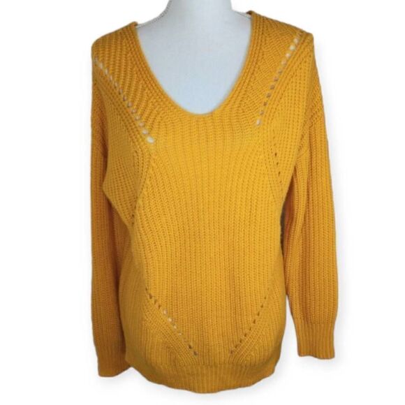 RUE 21 YELLOW CRISSCROSS BACK SWEATER SZ.M EUC. - Picture 1 of 6